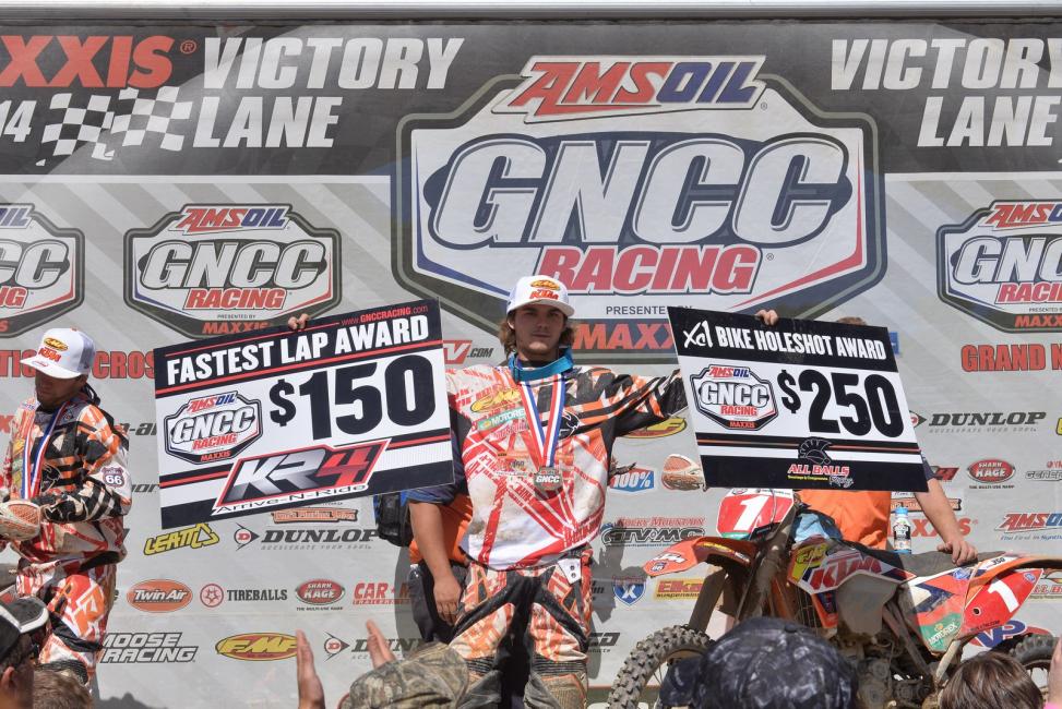 Kailub Russell was awarded the XC1 Bike Holeshot award and the Fastest Lap award