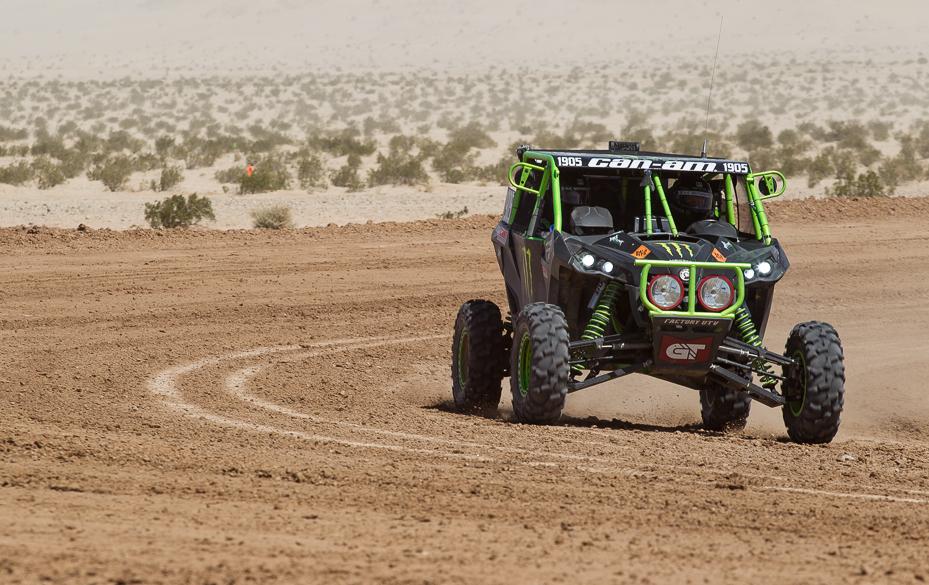Marc Burnett, who led a lot of the race, piloted his Monster-themed Can-Am Maverick to second overall in the IV 250, allowing him to remain in a tie for first place in the class with the Murrays.
