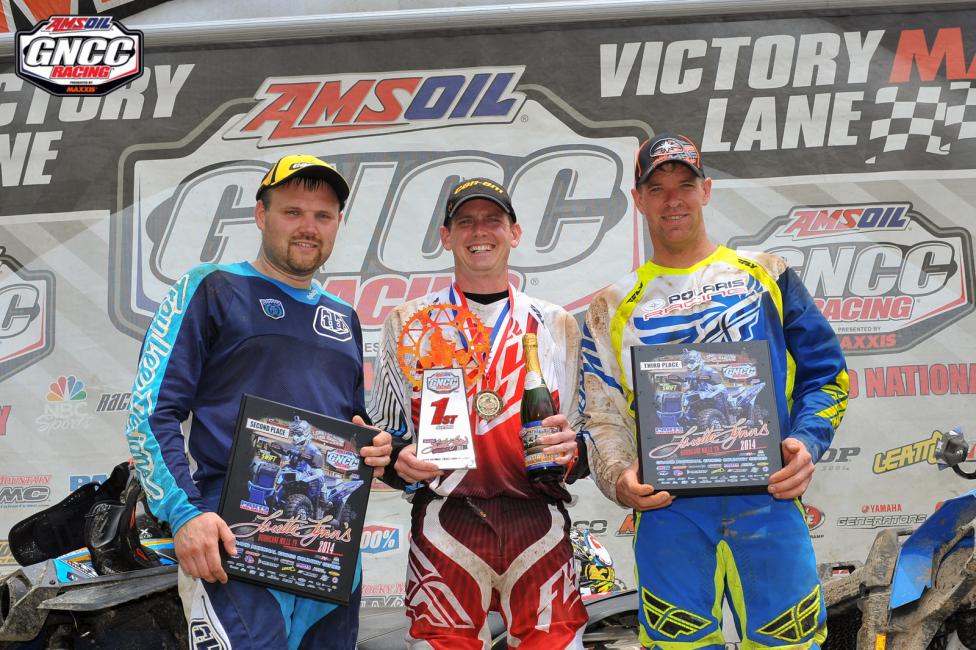 10 a.m. overall podium: (left) Bryan Buckhannon, Cody Collier, (right) Hunter Hart 