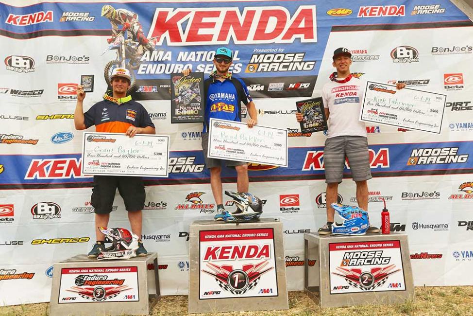 Brad Bakken (center), Nick Fahringer (right) and Grant Baylor (left) rounded out the podium at the Jester National Enduro
