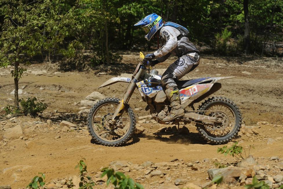 Andrew DeLong looks to be pushing himself up to the front of the pack during the XC1 Pro race
