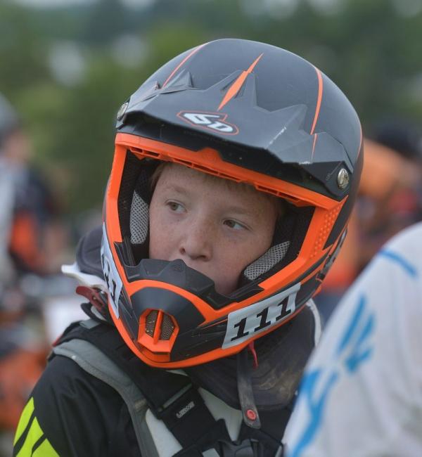 Brandon Keegan unfortunately suffered a fall that jammed his hand guard into his front brake lever, making his brake drag