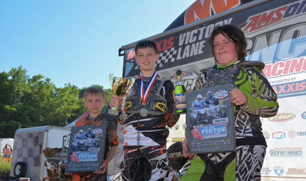 Frazier (center) was again on top of the podium in the Youth ATV class, followed by Sroka (left) and Kerens (right)