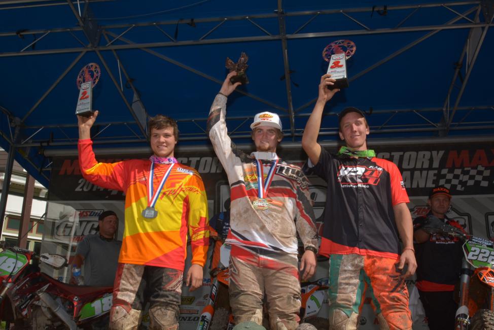 XC2 podium: (left) Trevor Bollinger, Grant Baylor, (right) Nick Davis 