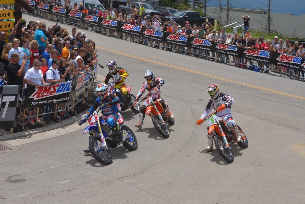 Row one starters: Josh Strang (4), Kailub Russell (1 left), Grant Baylor (1 right), Jordan Ashburn (7)