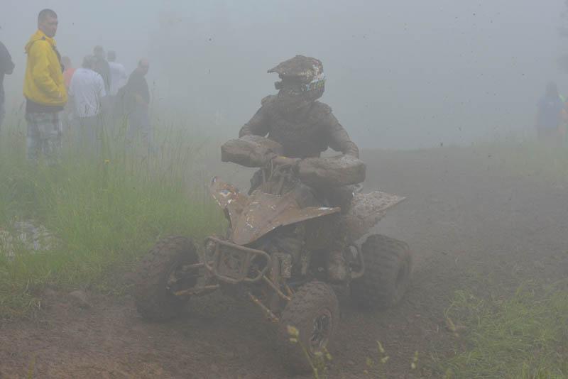 Schoolboy A/B (13-15) racer Westly Wolf, who took sixth overall in the 10 a.m. session, made it through the fog mud and rocky conditions at the Snowshoe GNCC to win his class using ITP tires