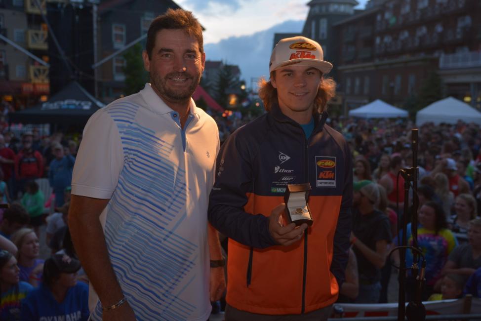 Kailub Russell was presented his 2013 Championship ring at Snowshoe on Saturday evening, alongside Trail Boss Jeff Russell, aka: dad