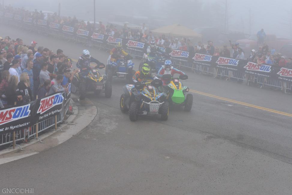 The fog still remained on the Snowshoe Moutains for the ATV morning races