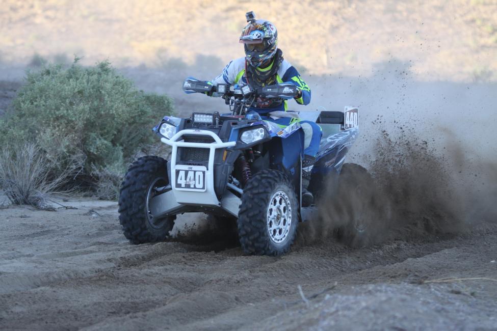 Michael Swift maneuvered his Scrambler XP 1000 to second place by Pit 3 in the Desert's Vegas to Reno.