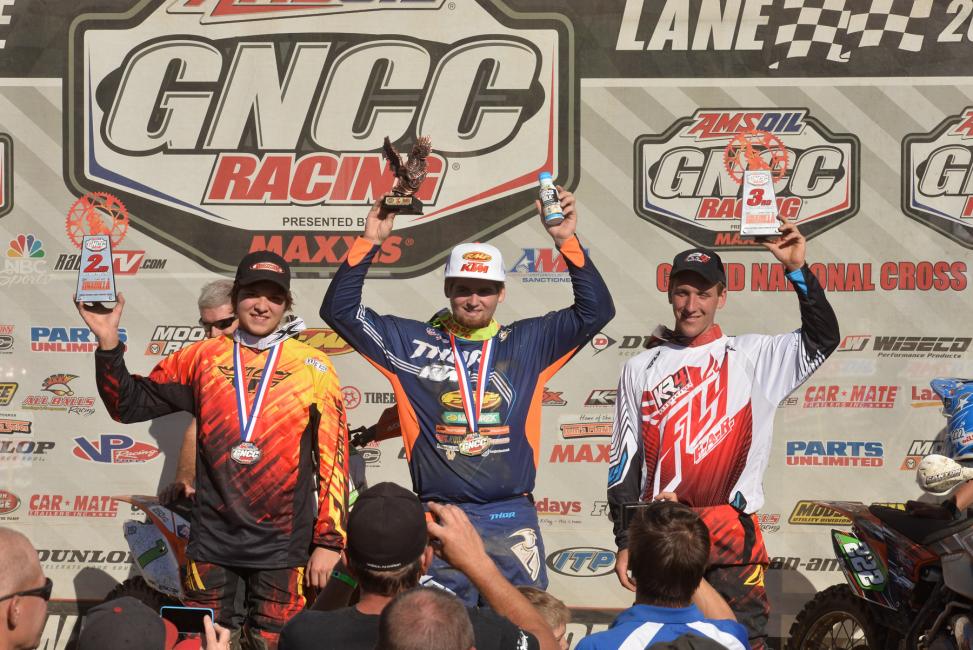 XC2 podium: (left) Trevor Bollinger, Grant Baylor, (right) Nick Davis 