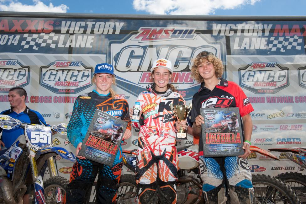 Becca Sheets, Kacy Martinez and Sarah Baldwin were on top of the podium at Unadilla for the WXC class Sunday morning