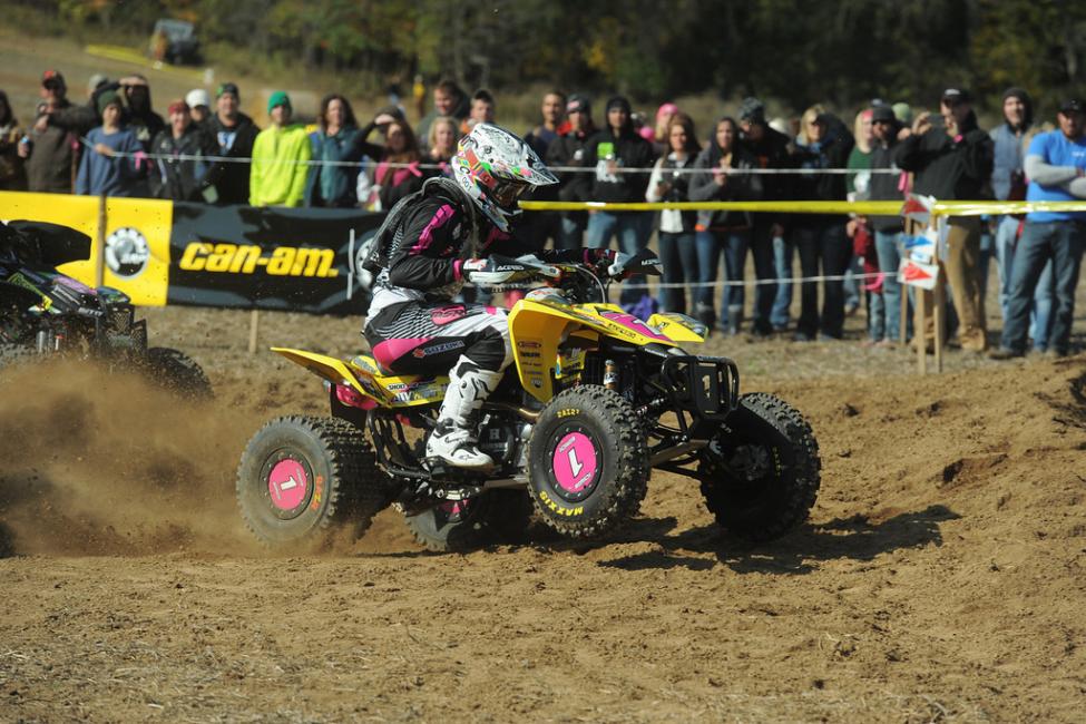 Get your pink background graphics via PowerSports GrafX for the 2014 AMSOIL Ironman GNCC.