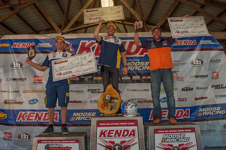 Russell Bobbit (center), Mike Lafferty (right) and Andrew DeLong (left) rounded out the Muddobber National Enduro podium