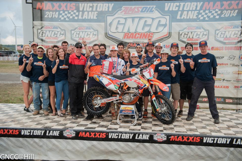 The Factory FMF/KTM team celebrates Kailub Russell's Championship 