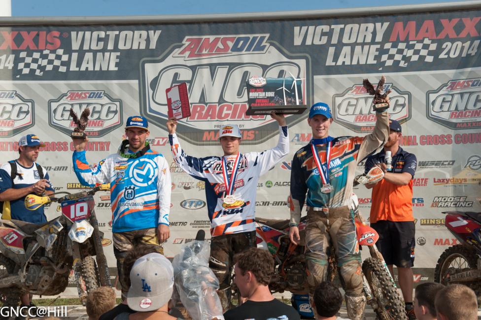 XC1 podium: (left) Andrew Delong, Kailub Russell, Jordan Ashburn 