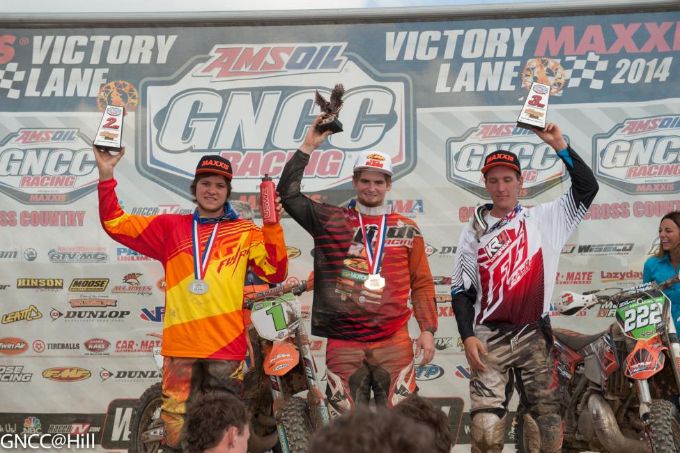 XC2 podium: (left) Trevor Bollinger, Grant Baylor, (right) Nick Davis 