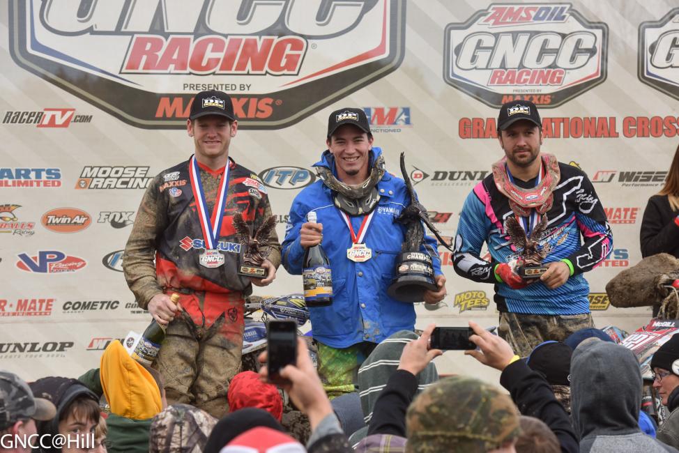 XC1 podium: (left) Chris Borich, Walker Fowler, (right) Adam McGill 