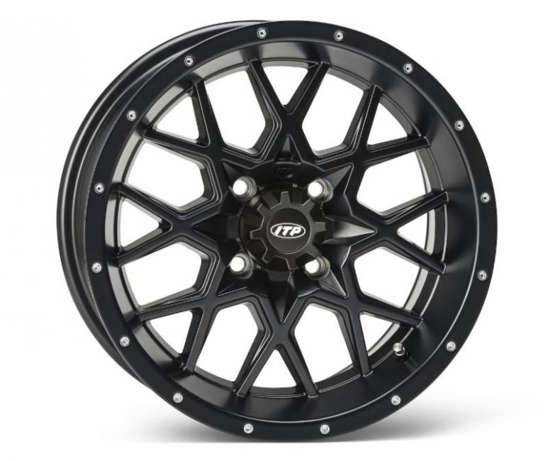 The all-new heavy-duty aluminum alloy ITP Hurricane wheel, the first wheel in the new Storm Series wheel lineup, offers unbeatable X-pattern design, an ITP-exclusive Rock Armor inner wheel lip and a stunning black finish.