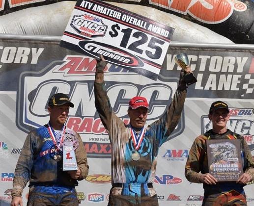 Dave Simmons (center) took home the ATV Amateur Overall Award at the Ironman GNCC and also won the Super Senior (45+) class championship using ITP tires on his Yamaha ATV