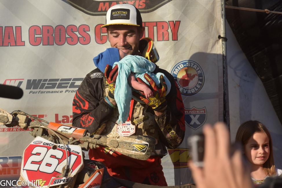 Ryan Sipes shared his first GNCC podium with his newborn son, Jack