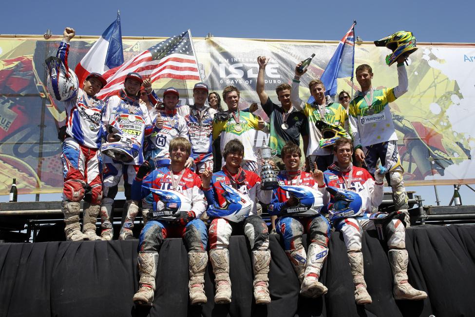 USA Junior Trophy Team (pictured front row) of Grant Baylor, Trevor Bollinger, Steward Baylor and Justin Jones recorded their first win since 2006 when the late Kurt Caselli led the USA to a victory. Photo: FIM / Future 7 Media