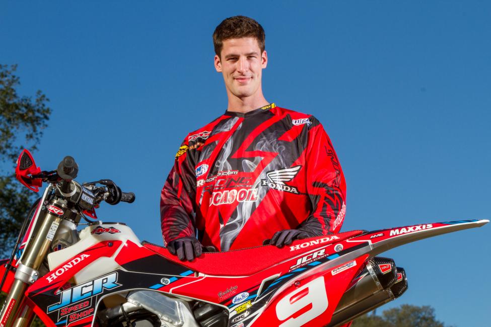 Bach is all smiles and right at home with the Johnny Campbell Racing Team