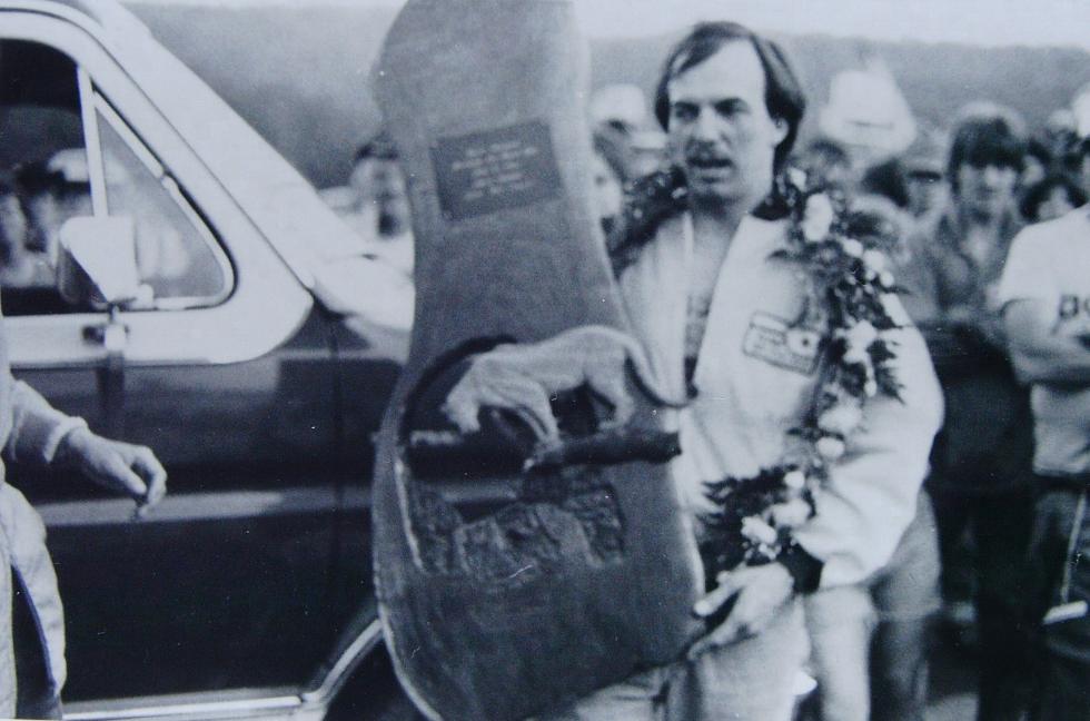 John Ayers is the mastermind behind MotoTees and Gear Custom Products (which print the plaques and banners you see at the races) but he also won the 1980 Blackwater 100!