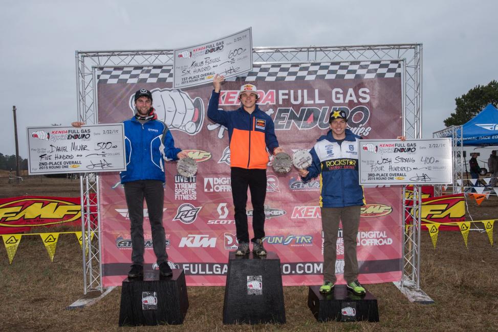 Podium: (left) Daniel Milner, Kailub Russell, (right) Josh Strang 