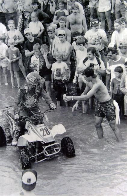 Here’s a true class Blackwater moment. A spectator offers up a drink to a thirsty Mike Holbert.