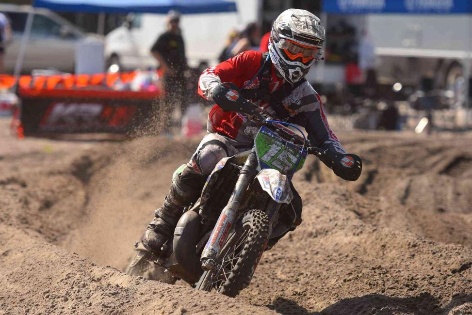 Nick Davis will wear the reversed number plate to indicate points leader in the XC2 class 