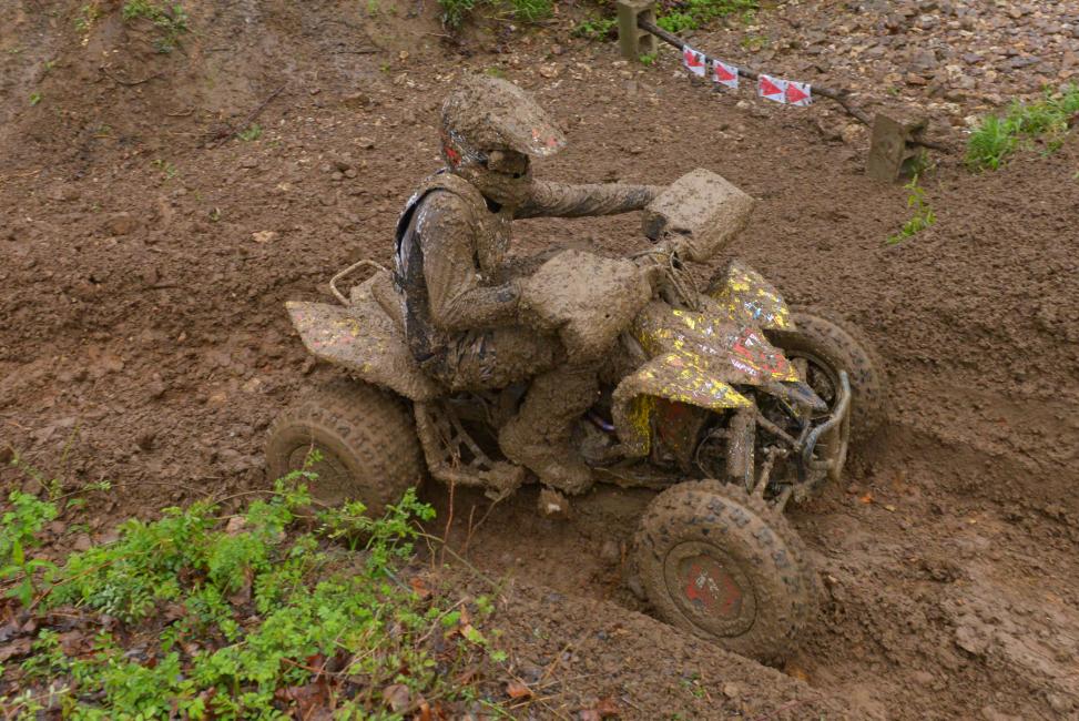 Chris Bithell battled through the slick conditions to claim his first win since 2013