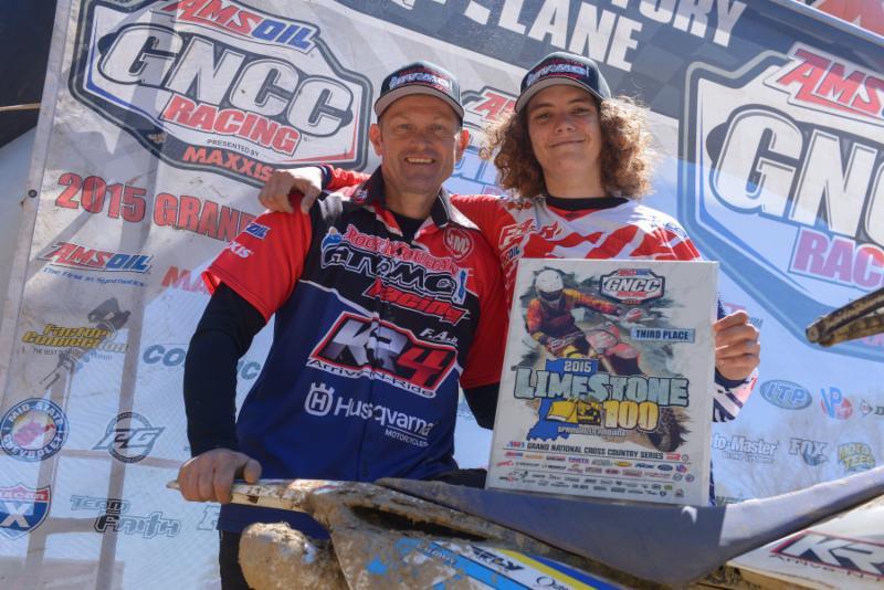 Sarah Baldwin enjoys a hard-fought podium finish with KR4/FAR Team Manager Fred Andrews