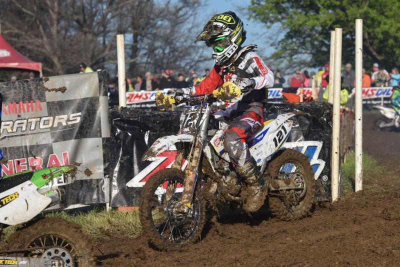 Dylan Brinson makes his way through the first corner of the Limestone 100 course