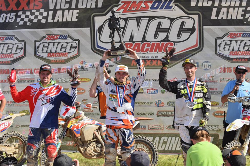 XC1 Podium: Kailub Russell (center), Ryan Sipes (right) and Thad DuVall (left)