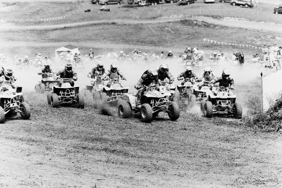 Pro class quads head into the first turn in 1994.Photo: GNCC Archives