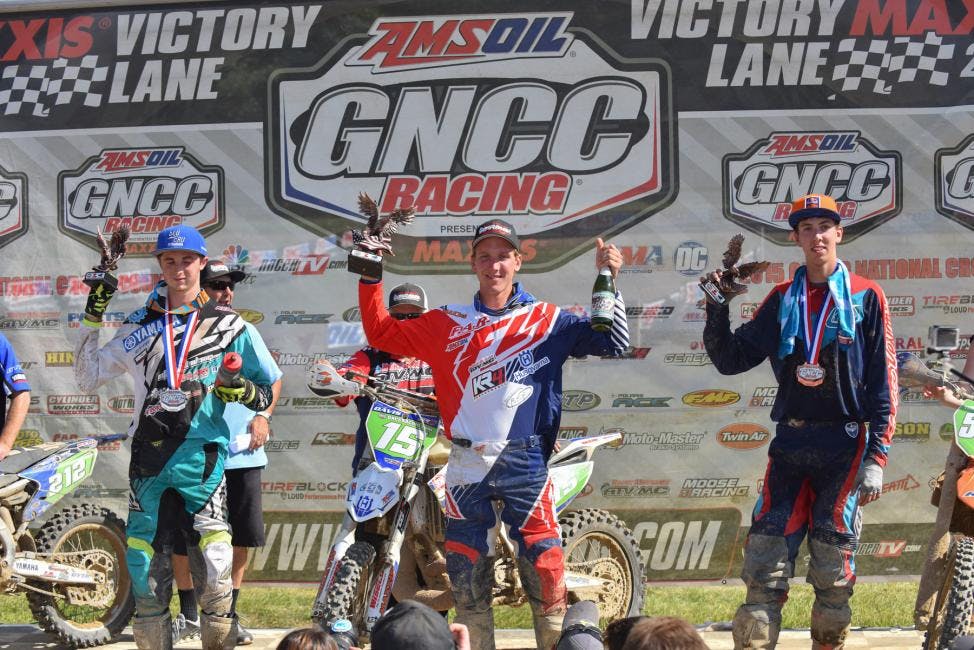 Nick Davis returned to the center of the podium at the Mountaineer Run GNCC