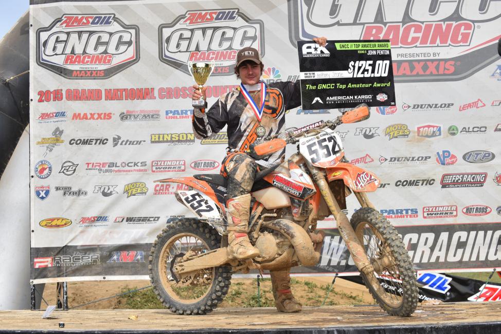 Anthony Stone earned his third win in the 250 A class, and the $125 American Kargo Top Amateur Award.Photo: Ken Hill