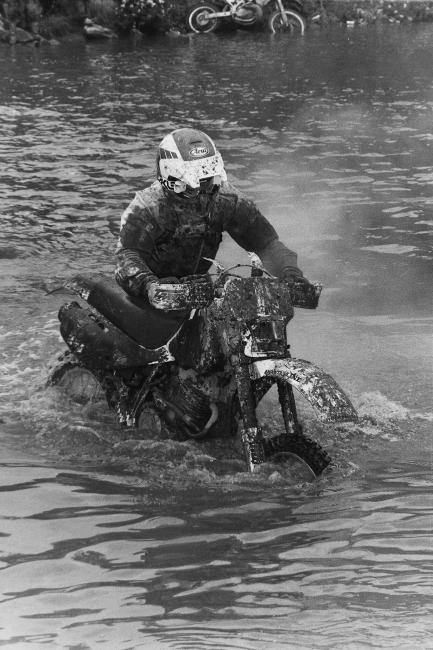 Scott Summers works his way through the Blackwater River en route to the 1992 Blackwater 100 overall win. Photo: GNCC Archives