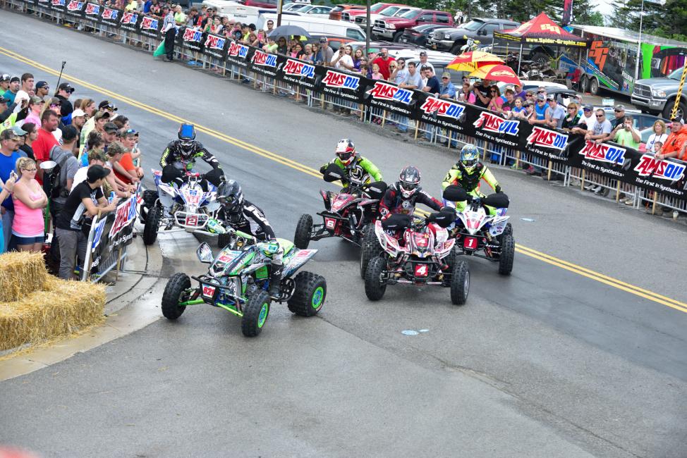 The Snowshoe GNCC start is a live engine start on the street.
