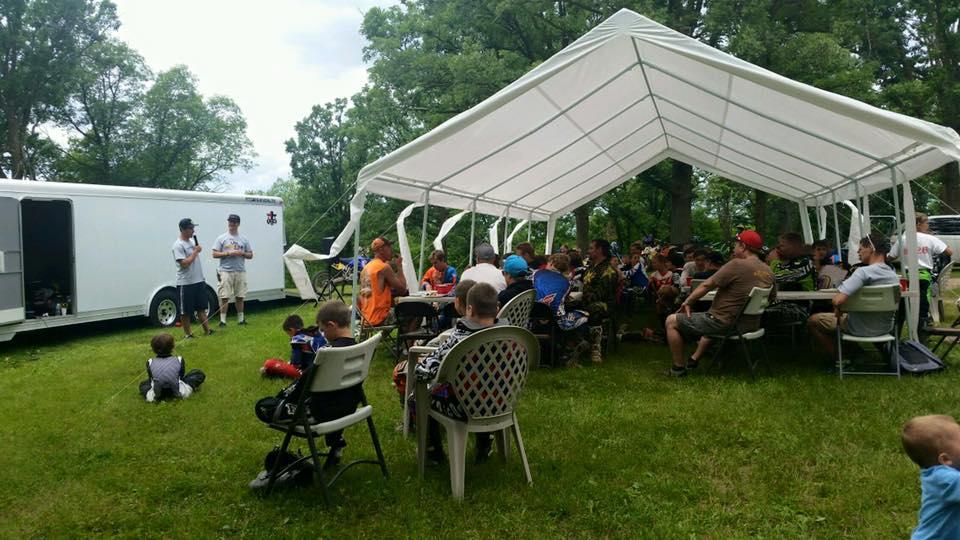 Ryan Sipes speaking to the campers at the Minnesota FCA Motocross Camp