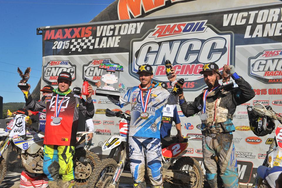 Strang (center), DuVall (left) and Sipes (right) were your top three at the Unadilla GNCC. 