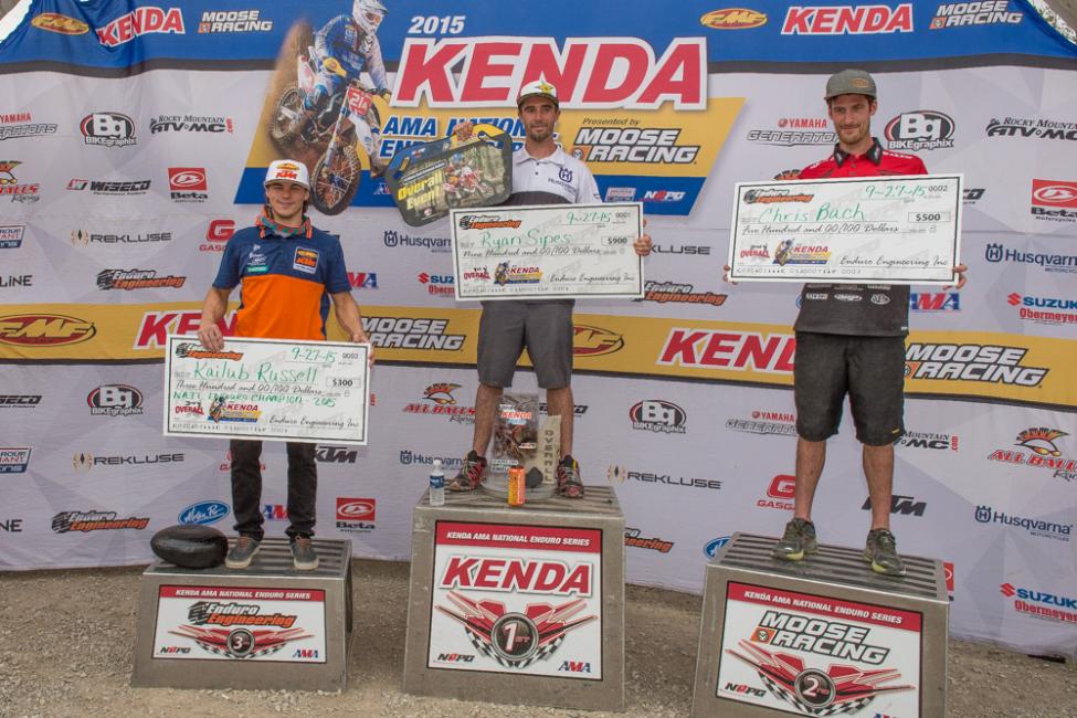 Ryan Sipes (center), Kailub Russell (left) and Chris Bach (right) were your top three from the Black Coal National Enduro.