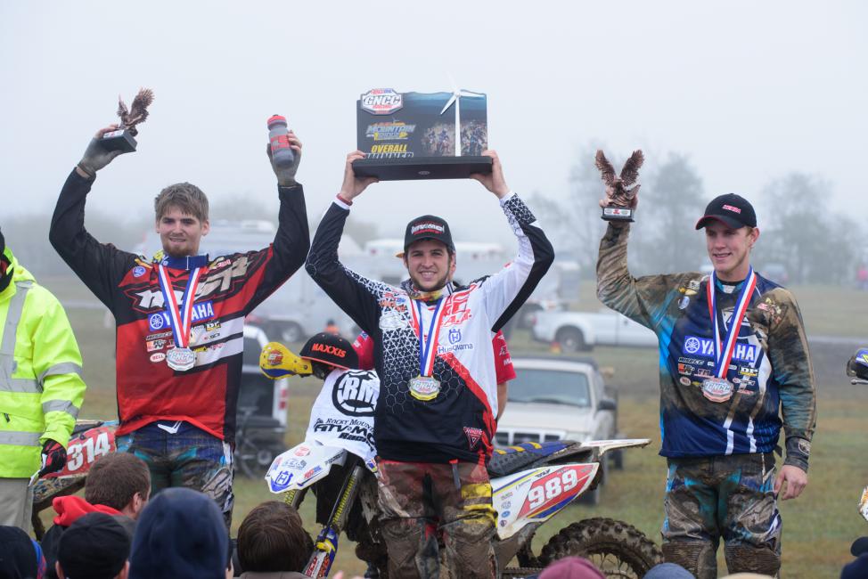 Husqvarna Rider, Thaddeus Duvall, tops the podium securing his first overall finish for the 2015 GNCC season.