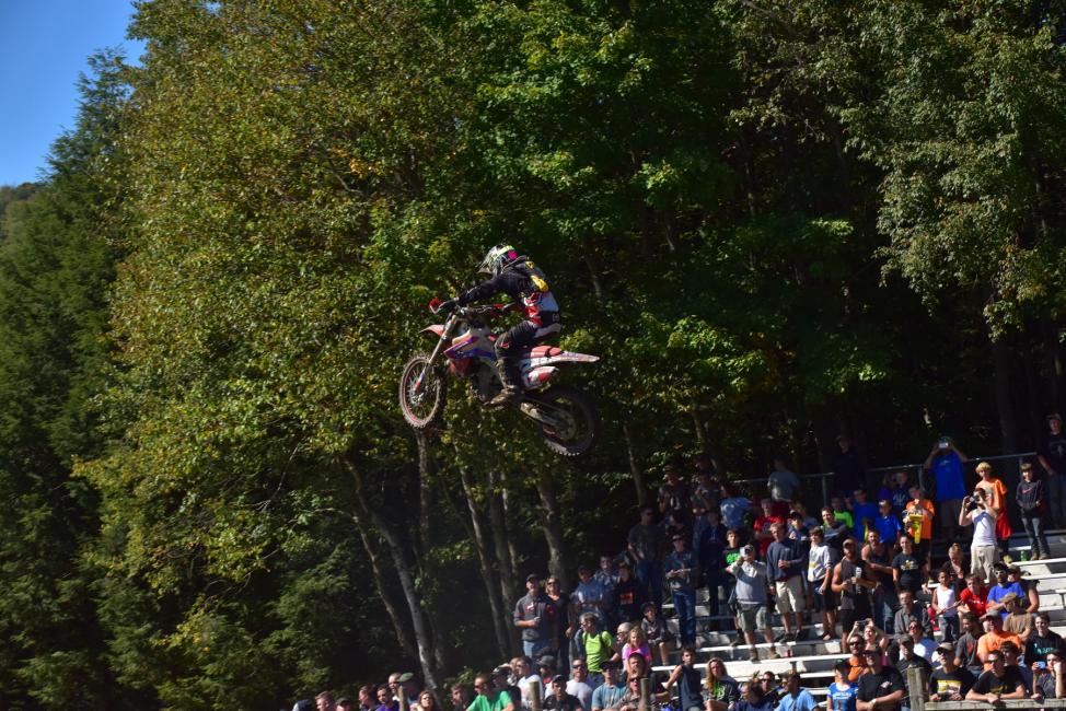 Takeshi showed off his motocross skills by launching it at the Unadilla GNCC.Photo: Ken Hill