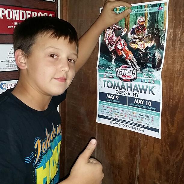 Thanks to Parker Henderson for helping spread the word before the Tomahawk GNCC this year. 