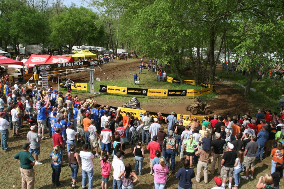 Bill Ballance and Chris Borich battle down to the wire at the 2008 Loretta Lynn's GNCC. Ballance would edge Borich out for the win!Photo: GNCC Archives