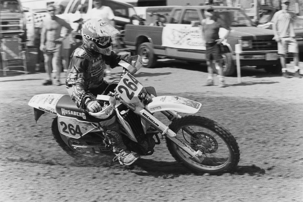 1990 125cc Pro Motocross champion Guy Cooper rips up the Florida sands on a Husaberg!