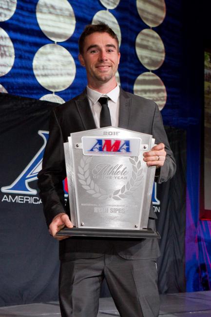 Congratulations to Ryan Sipes on earning the 2015 AMA Athlete of the Year in a National Championship Series Award.Photo: Courtesy of American Motorcyclist Association