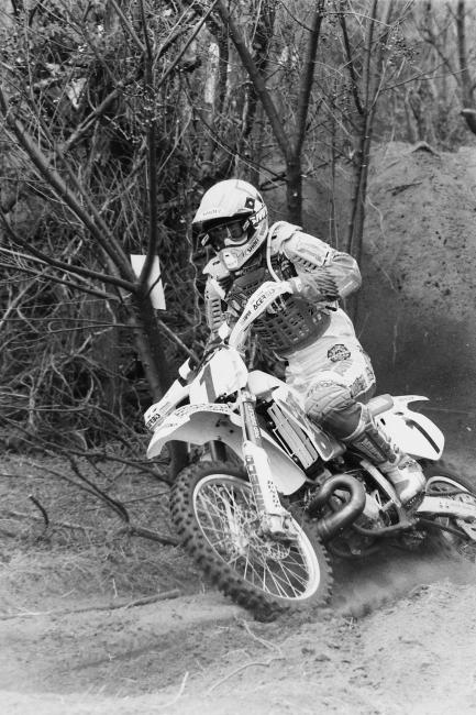 Fred Andrews on his way to taking the win at the 1994 Manchester Forest GNCC