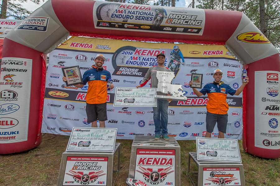 KTM Support rider Steward Baylor earned a win at round three of the National Enduro series followed by FMF KTM Factory riders Russell Bobbitt and Charlie Mullins.